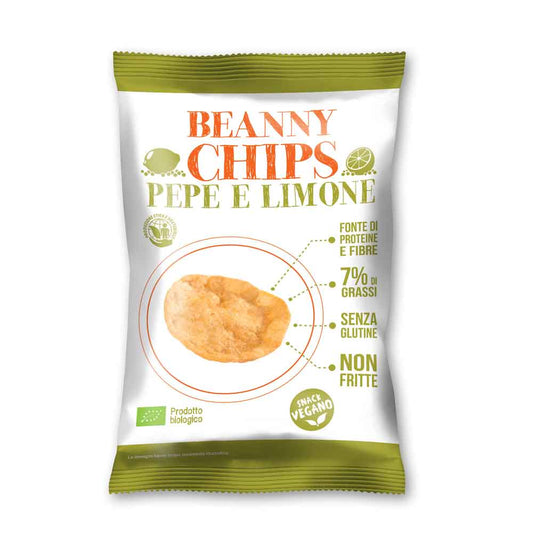 Beanny Organic Lemon and Pepper Chips NEW SNACKS 40g