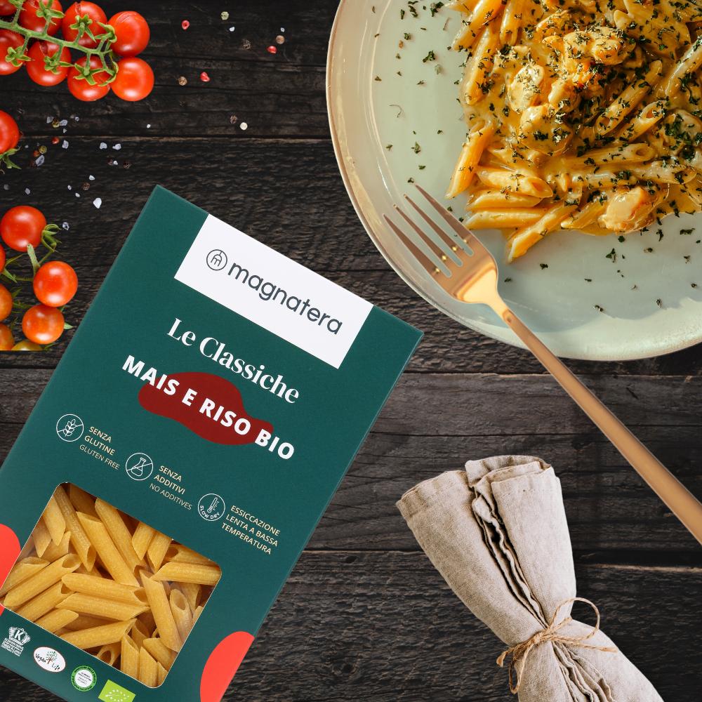 GLUTEN-FREE PASTA PENNE CORN ORGANIC RICE made in Italy